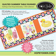Quilted Summer Table Runner Embroidery CD with SVG Files - More Details