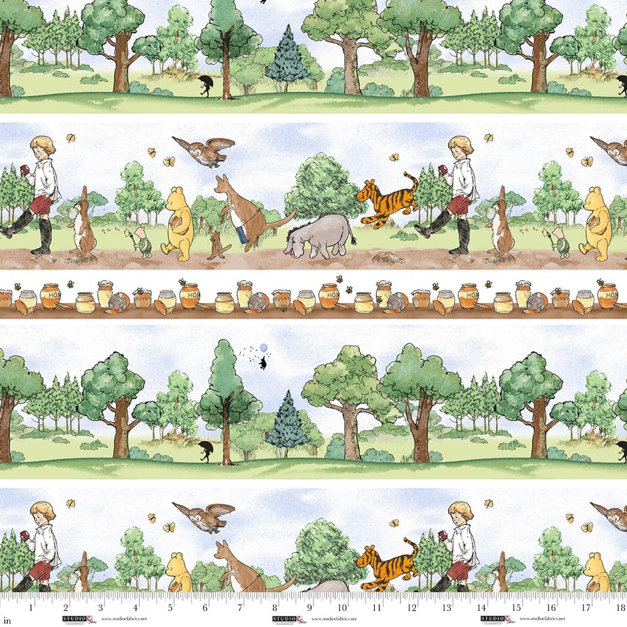 Studio E Fabrics - Brown/Green Stripe - Classic Winnie