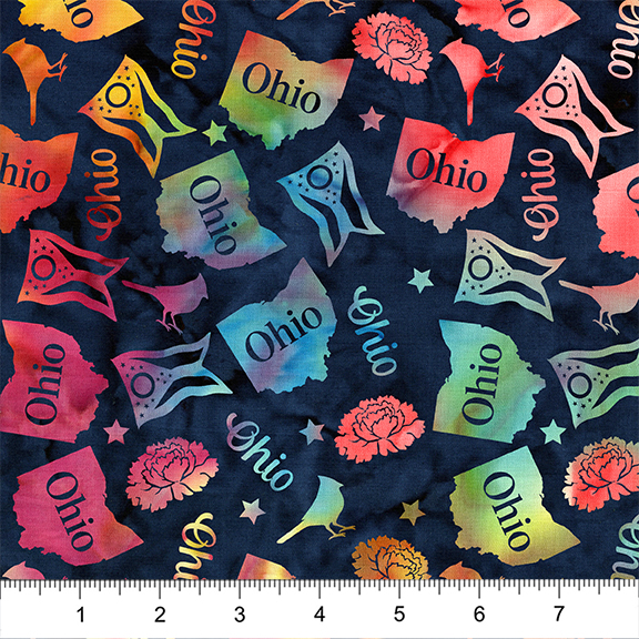 2026 Shop Hop - Ohio Symbols - Multi Blue Rainbow