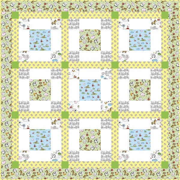 3 Wishes Playful Cuties 4 - Farm Quilt