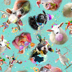 Funny Farm - Turquoise Tossed Animals - More Details