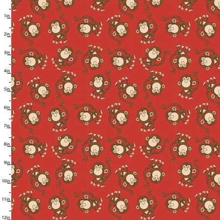 Playful Cuties 4 Flannel - Red Monkey