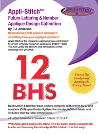 Appli-Stitch Futura Lettering & Number Applique Design Collection