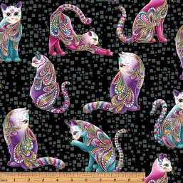 Cat-i-tude -Artist-O-Cats Black/Multi - More Details