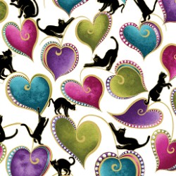 Cat-i-tude -Hearts & Cats White/Multi