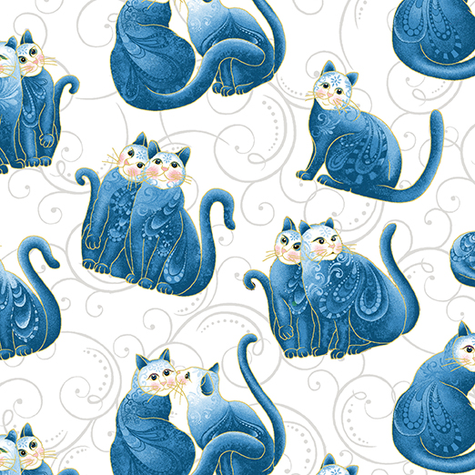 Cat-i-tude 2 - Mini Scroll Cats Blue