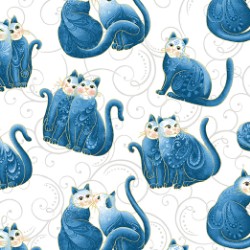 Cat-i-tude 2 - Mini Scroll Cats Blue - More Details