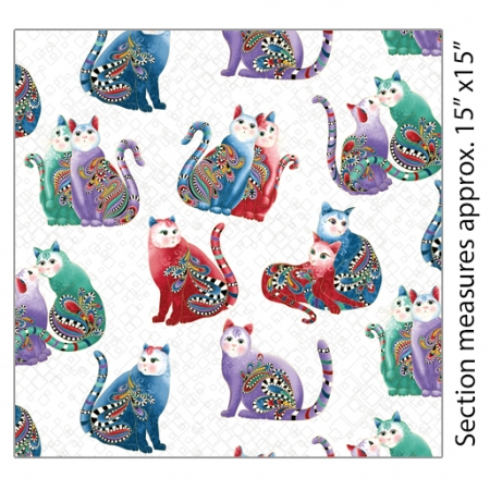 Cat-i-tude 2 - Playful Cats White/Multi - ON SALE!