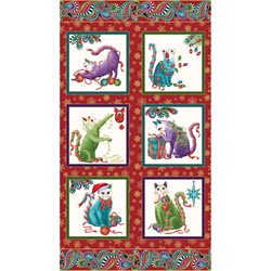 Cat-i-tude Christmas - Paisely Panel Red/Multi - More Details