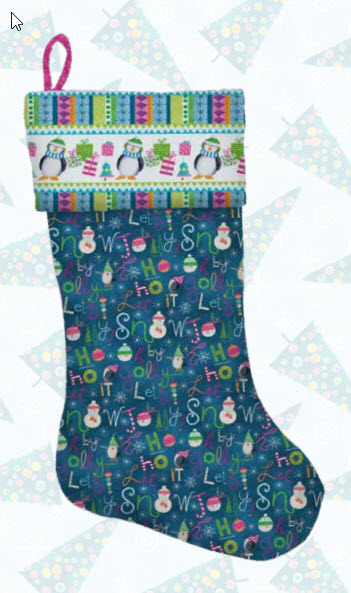 By Golly, Let's Be Jolly - Words & Penguin Stripe Stocking