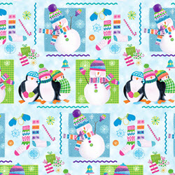By Golly, Let's Be Jolly - Lt. Blue Snowmen & Penguins - More Details