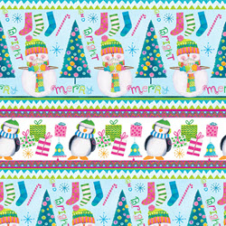 By Golly, Let's Be Jolly - Lt. Blue Penguin Stripe - More Details