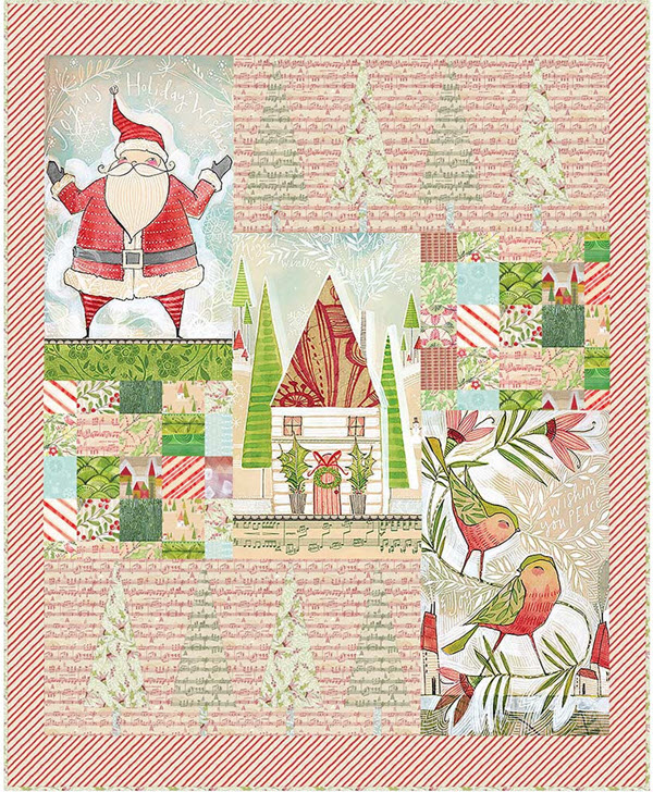 Deck the Halls Quilt Kit featuring Holly Jolly fabric by Cori Dantini for Freespirt Fabrics