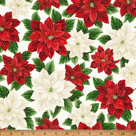 Christmas Splendor - Packed Poinsettia Natural/Gold