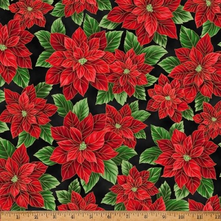 Christmas Splendor - Packed Poinsettia Black/Gold
