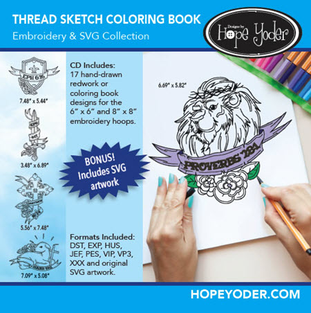 Thread Sketch Coloring Book Embroidery & SVG Collection