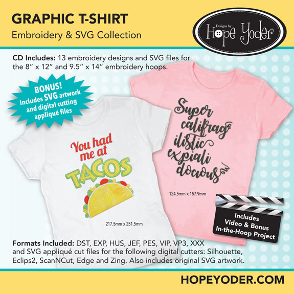 Hope Yoder's Graphic T-Shirt Embroidery Collection with SVG