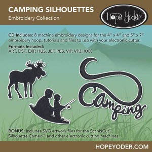 Camping Silhouettes Embroidery CD with SVG Files