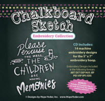 Chalkboard Sketch Embroidery CD with SVG Files - More Details