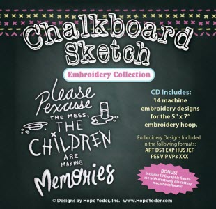 Chalkboard Sketch Embroidery CD with SVG Files