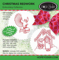 Christmas Redwork Embroidery CD with SVG Files - More Details