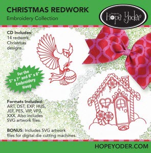 Christmas Redwork Embroidery CD with SVG Files