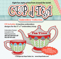 Cup of Tea Embroidery CD with SVG Files - More Details