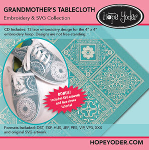 Grandmother's Tablecloth Embroidery CD with SVG Files