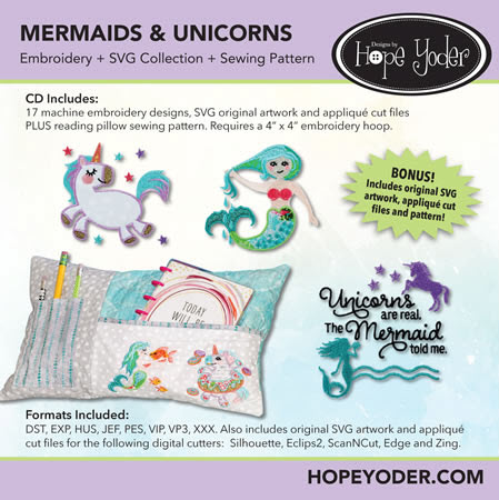 Mermaids & Unicorns Embroidery Collection with SVG Files