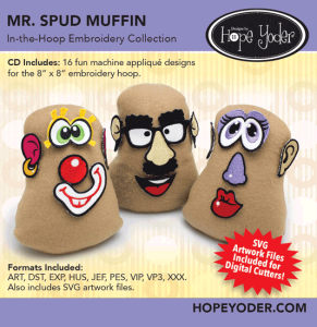 Mr. Spud Muffin Embroidery CD with SVG Files