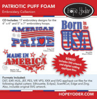 Patriotic Puff Foam Embroidery CD with SVG Files - More Details