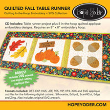 Quilted Fall Table Runner Embroidery CD with SVG Files - More Details