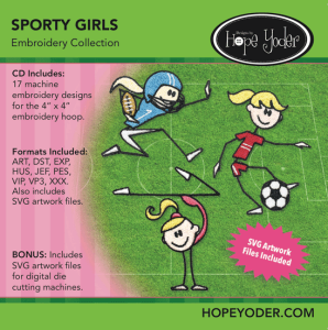 Sporty Girls Embroidery CD with SVG Files