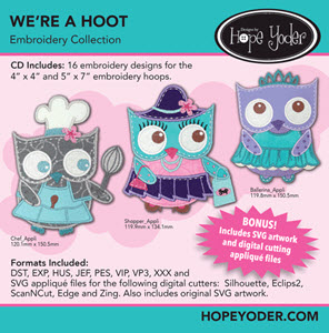 We're A Hoot Embroidery CD with SVG Files