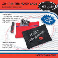 Zip It In-the-Hoop Bags Embroidery CD with SVG Files  - LIMITED QTY - More Details