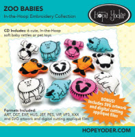 Zoo Babies Embroidery CD with SVG Files - More Details
