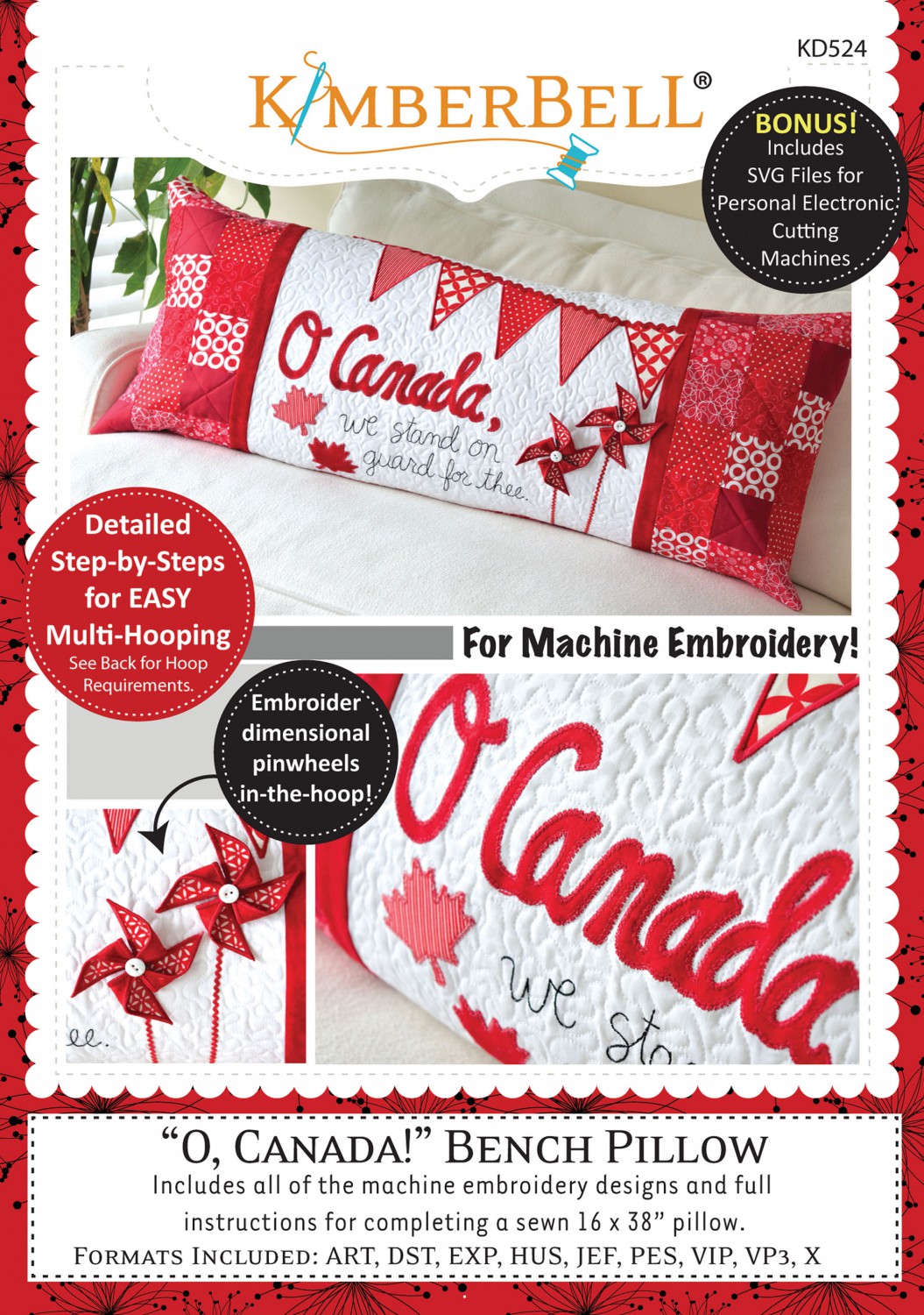 O'Canada! Bench Pillow - Machine Embroidery CD