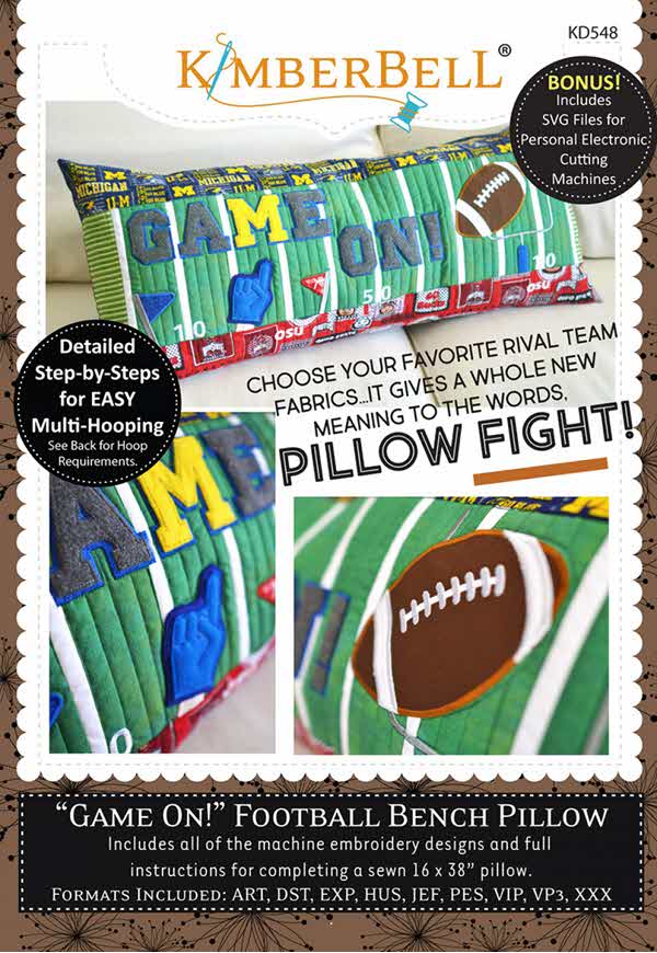 Game On! Football Bench Pillow - Embroidery Version