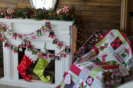“Jingle All The Way” is a patchwork quilt of Christmas surprises with more than a dozen machine embroidered designs and new techniques like chenille trees and traditional quilt blocks. The Embroidery CD includes all the applique designs in the quilt, plus 2 additional sizes for each design! Miniature fringe wreathes and Mylar lights adorn the row of houses and the vinyl applique makes the snow globes appear real. The festive flying geese strips are also pieced-in-hoop!