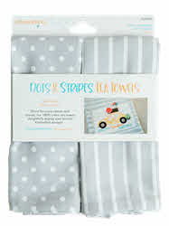 Dots & Stripes Tea Towels Steel Gray - LIMITED QTY AVAILABLE! - More Details
