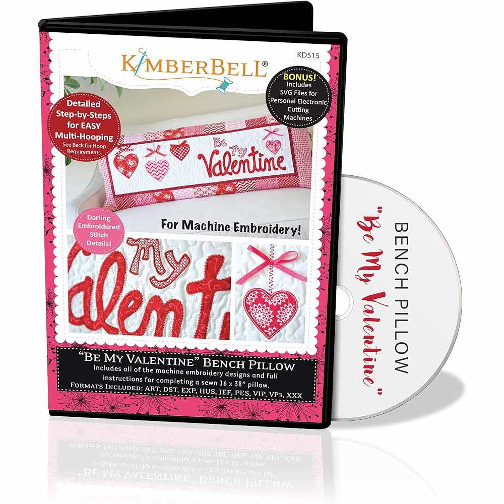 Be My Valentine Bench Pillow (February) - Machine Embroidery CD  - LIMITED QTY AVAILABLE!