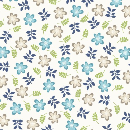 Make Yourself at Home - Friendly Flowers Soft White/Blue