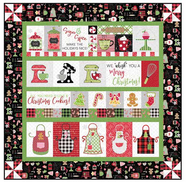 cotton fabric quilting fabric We whisk you a merry Christmas Kimberbell Designs
