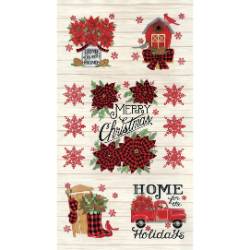 Home Sweet Holidays - Farmhouse Snowflake Poinsettia Panel White - More Details