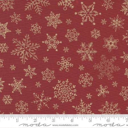 Merry Manor Metallic - Snowflake Winter Crimson