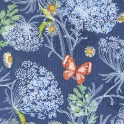 Wild Blossoms - Queen Annes Lace Florals Butterfly Navy - More Details
