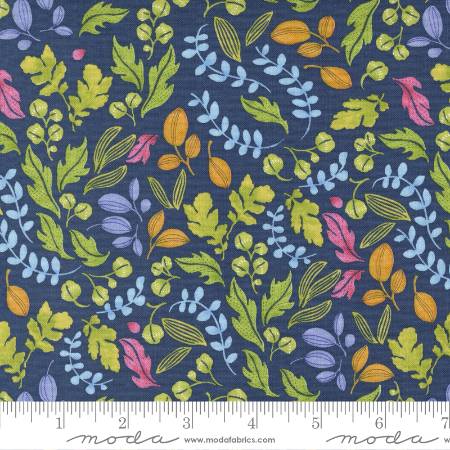 Wild Blossoms - Leafy World Florals Leaf Navy