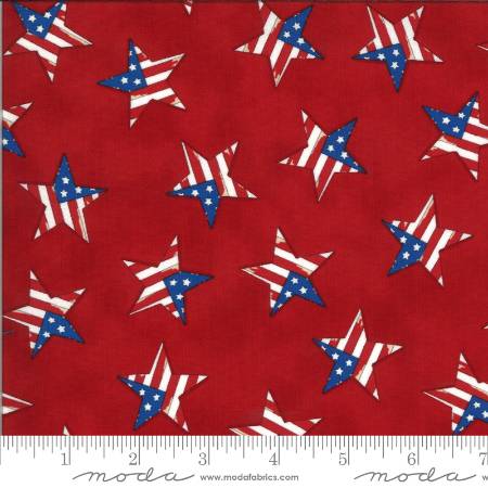 America the Beautiful - Barnwood Red Tossed Flag Star