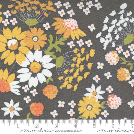 Cozy Up Sunshine Harvest Floral Autumn Fall - Grey Skies - ON SALE!