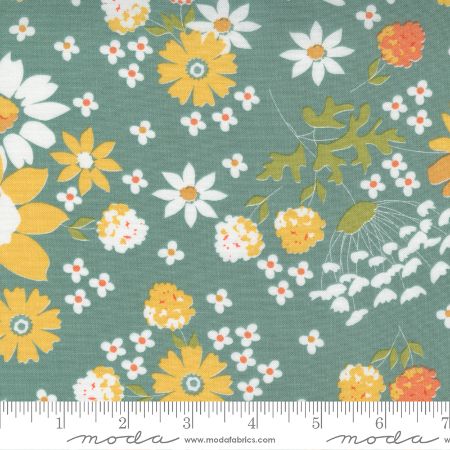 Cozy Up  Sunshine Harvest Floral Autumn Fall - Blue Skies - ON SALE!